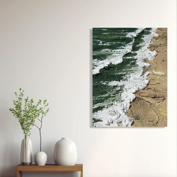 Deep Green Sea Textured Painting - Image 4